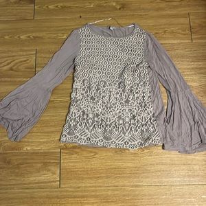 Pointelle pink/beige blouse size small